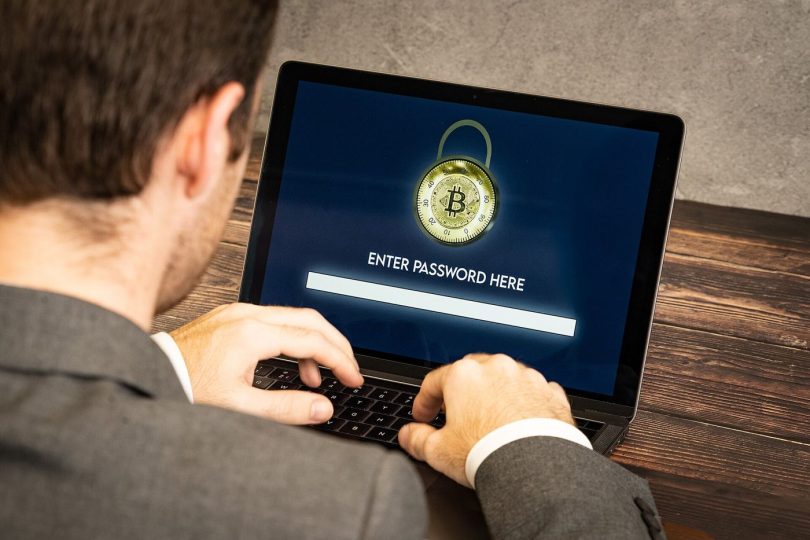 digital currency tokens on a circuit background